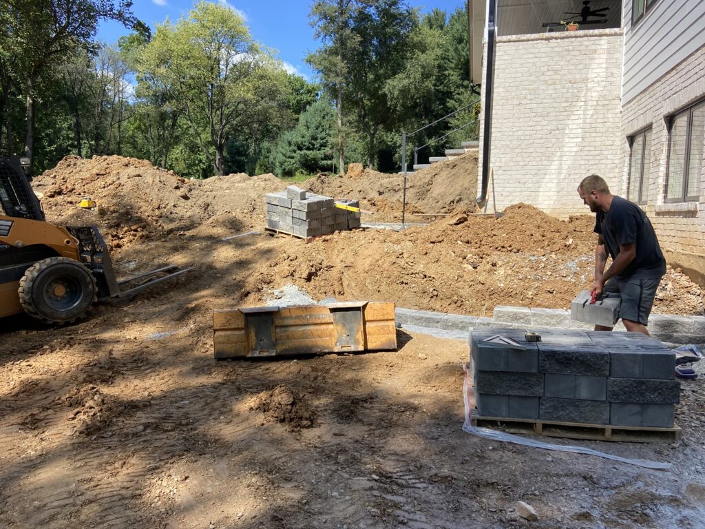 Multi-tiered wall with steps Before