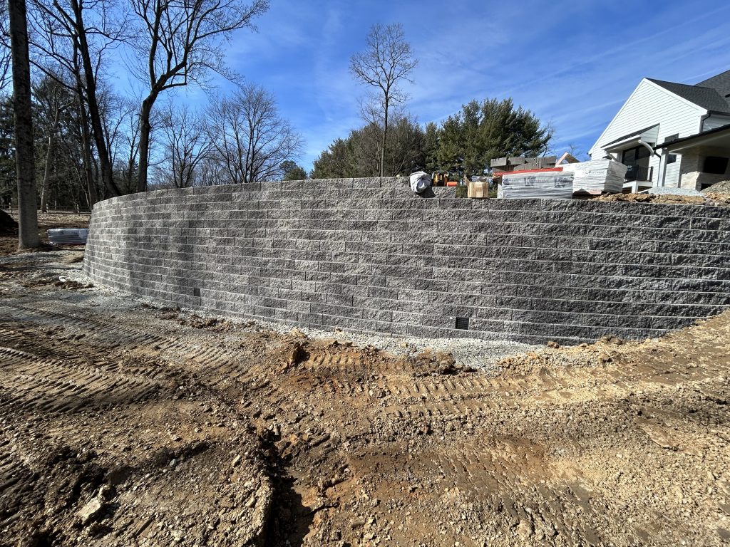 Hillside Retaining Wall In Progress