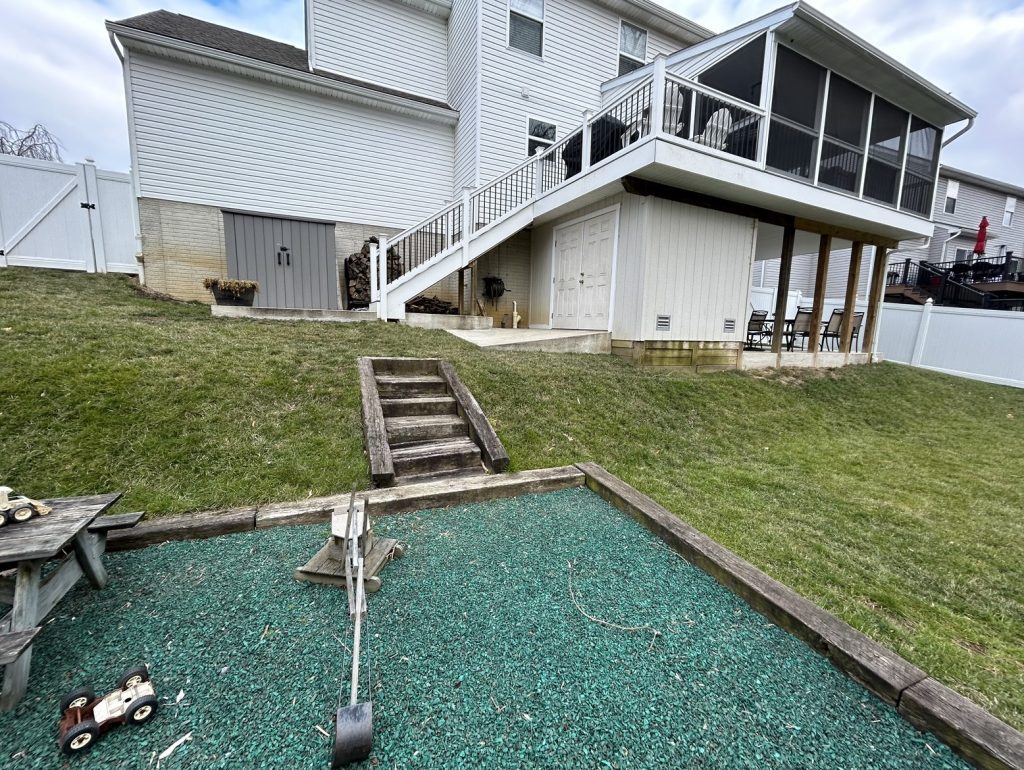 Pool Wall and Turf Before